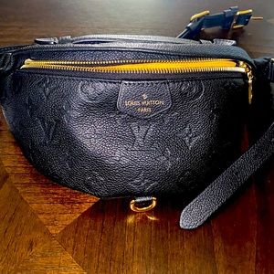 Black Leather LV Bum Bag